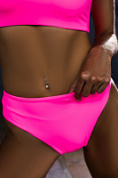 Плавки женские MANSEN Neon split pink  неоновые розовые