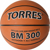 Мяч баскетбольный TORRES ВМ300 B02015 р.5 резина , нейлон. корд, бут.камера.