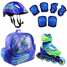 Коньки роликовые раздвижные AC SPORTER blue  шлем + защита