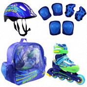 Коньки роликовые раздвижные AC SPORTER blue  шлем + защита