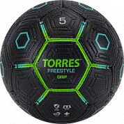 Мяч футбольный TORRES Freestyle Grip р.5, 32 панели PU  ручная сш, черно-зеленый F320765