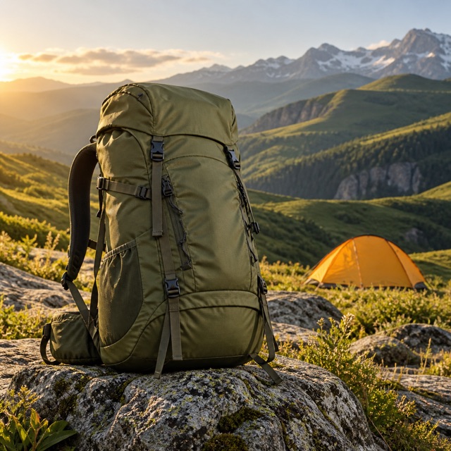 Туристический рюкзак в горах