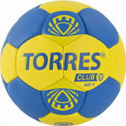 Мяч для гандбола TORRES Club р.2, ПУ, 5 подкл.слоев руч. сшивка сине-желтый