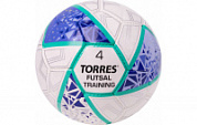 Мяч футзальный TORRES Futsal Training, р.4 32 панели, PU, 4 подкл. слоя, бел-фиол-зел, FS323674