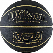 Мяч баскетбольный WILSON NCAA Highlight Gold WTB067519XB07 р.7 композит  бут.камера черн-золот