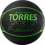 Мяч баскетбольный TORRES Star, B323127 р, 7 Синт. кожа черно-зеленый