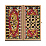 Игра 2 в 1 (шашки + нарды) Сирия Красные малые 40 х 20 х 4см
