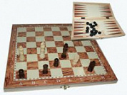 Игра 3 в 1 (нарды, шахматы, шашки) 29х29х3,5 см. Материал - дерево.